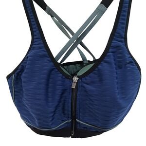 Victoria Sport Knockout‎ Blue Polyester Zip Front Close Underwire Bra - 32D